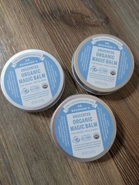 Dr Bronners Unscented Organic Magic Balm 2 Oz Hands Face Body All-One Lot Of 3